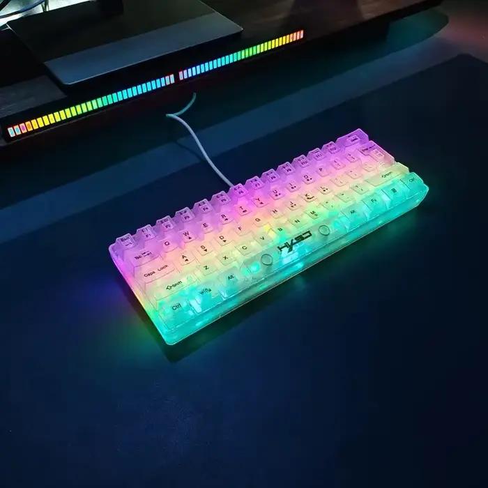 HXSJ 60% clavier de jeu Transparent filaire, rétro-éclairé rvb Ultra-Compact étanche petit clavier C