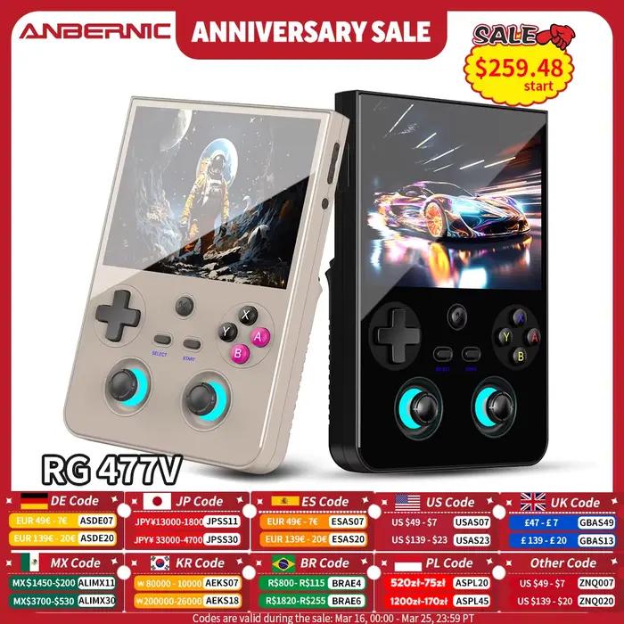 Anbernic RG477V Console de jeu portable 4.7 "LTPS dans le cellule Android 14 DSP effet sonore lecteu