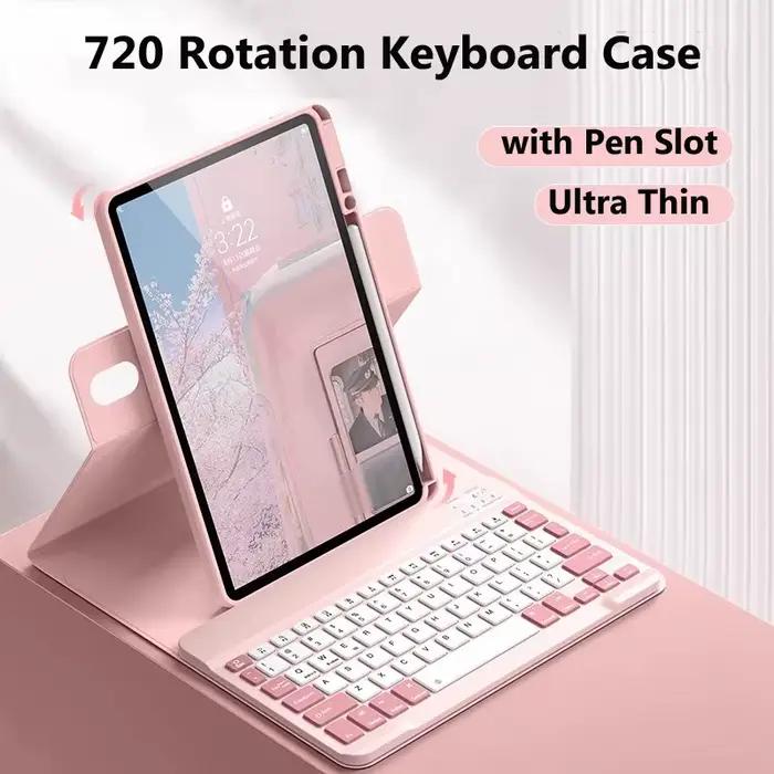 Étui Clavier Rotatif à 360° pour iPad 11e Génération A16 2025 11 Pouces, Air 5 4 3 / Pro 11 10.5 / 1