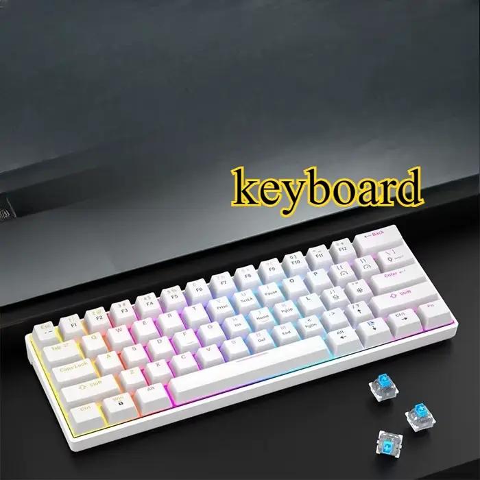 Clavier mécanique filaire pour jeux, 60 touches, clavier blanc, clavier de bureau, tout blanc, Tasti