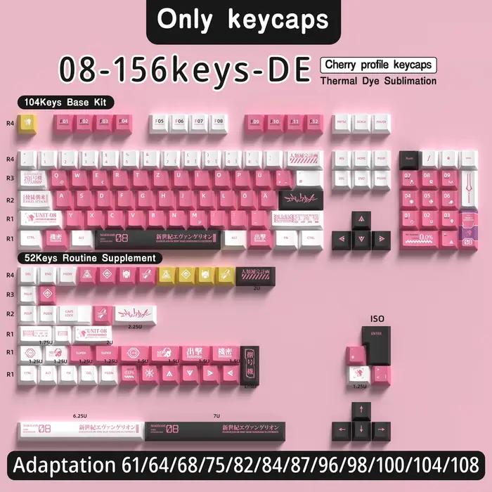 KYOMOT clavier allemand Keycaps 156 touches DE mignon Anime PBT sous colorant cerise DE profil Keyca