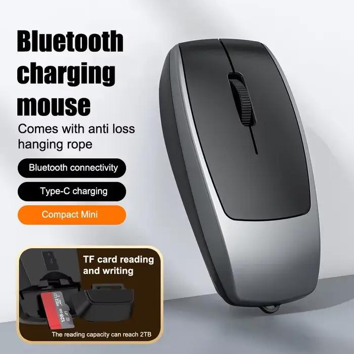 Mini souris Rechargeable avec convertisseur de lecteur de carte TF et corde suspendue type-c pour ta