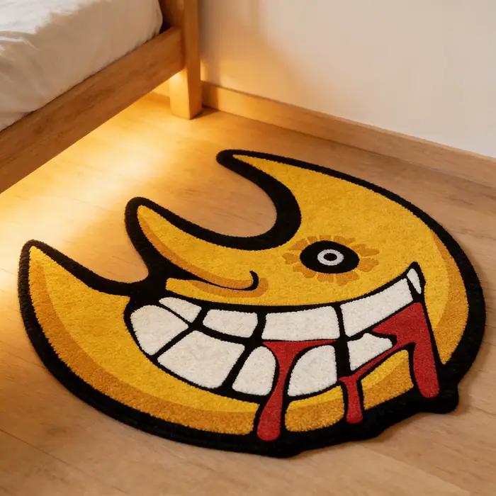 Tapis de sol en forme de lune VIKAMA Anime Soul Eater, antidérapant, doux, motif dessin animé, pour 