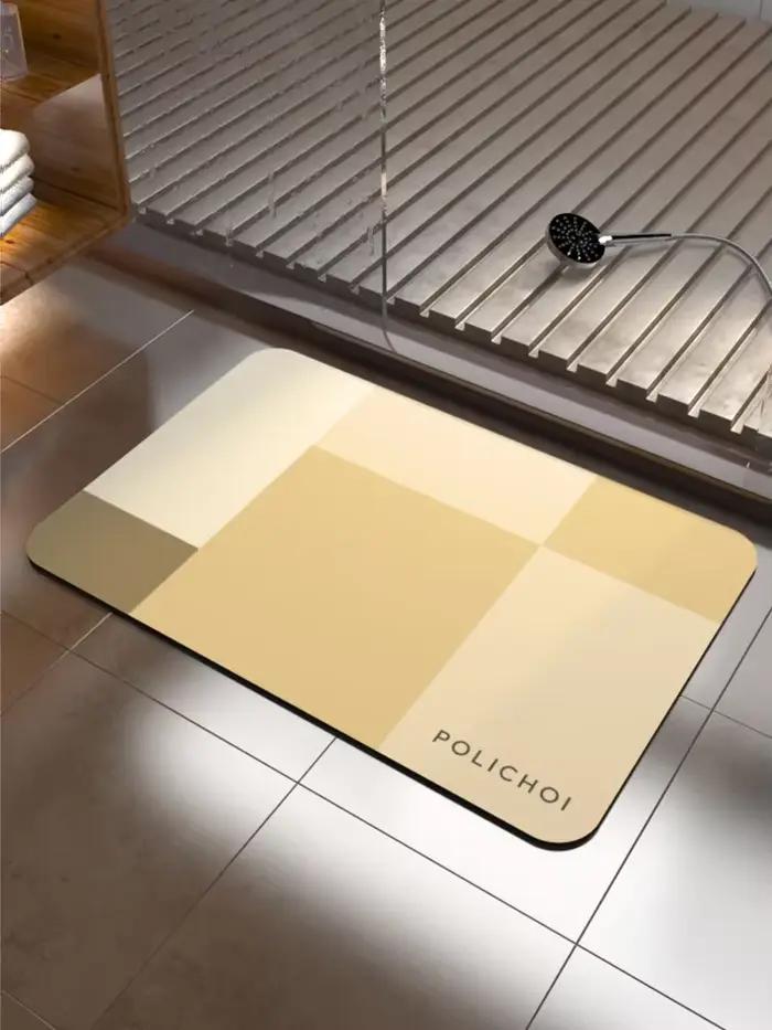 Tapis de pied en polymère de bain de pierre de luxe, terre de diatomées, absorbant, antidérapant, ta