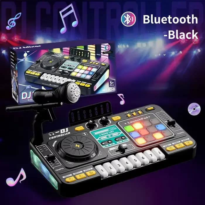 Mixeur DJ pour enfants avec microphone, clavier de piano électronique, contrôleur de platine DJ Blue