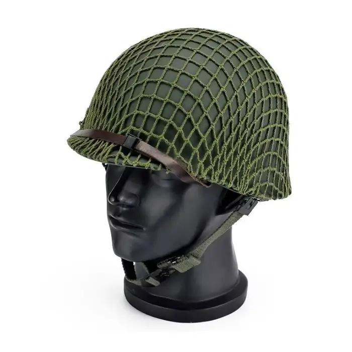 Casque classique de paintball en acier vert, armée militaire DulUS, casque de protection pour cimeti