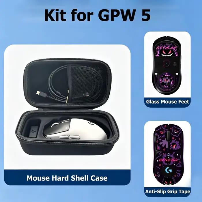 Kit d'accessoires de jeu : Bande antidérapante, patins de souris et étui de rangement, compatible av