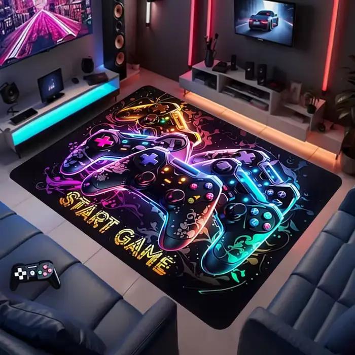 Tapis de jeu spacieux pour homme, motif 3D de manette de jeu, tapis de sol pour jeu et déplacement, 