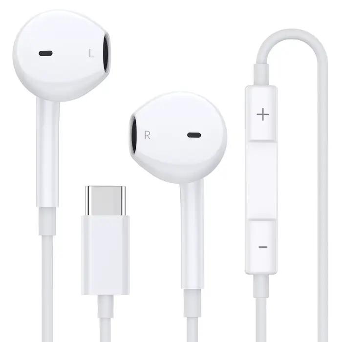 Écouteurs USB-C pour iPhone 17 16 15, Casque filaire Type-C avec microphone intégré et contrôle du v