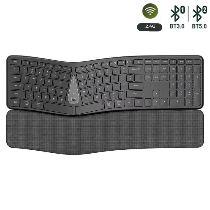 Clavier ergonomique sans fil 2.4G, digestion naturelle confortable, repose-paume, clavier Bluetooth 