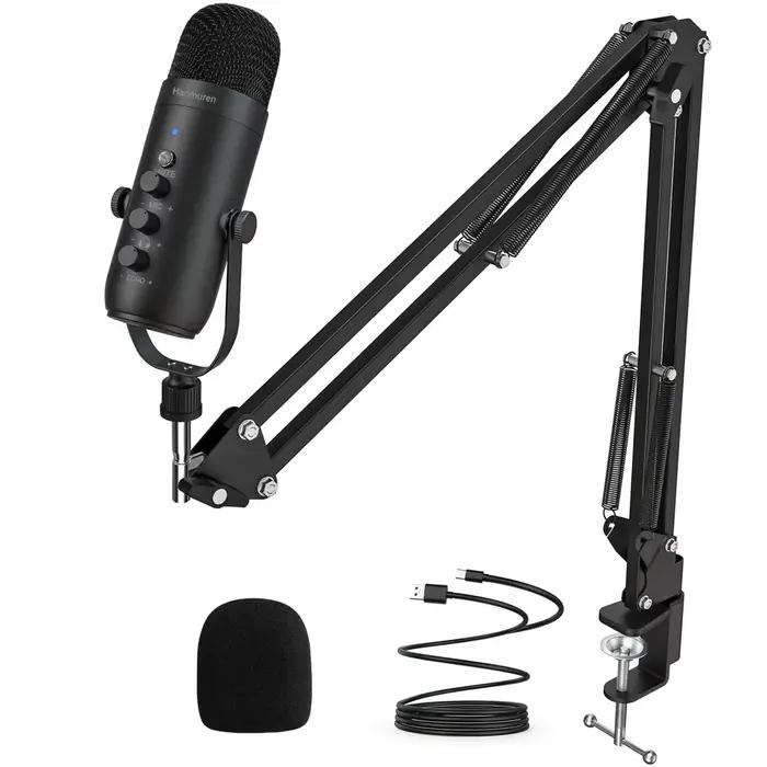 Haomuren-Kit de microphone professionnel à condensateur cardioïde, USB, pour studio, podcast, avec H
