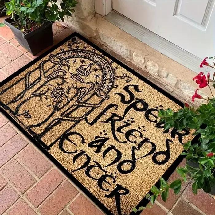 Tapis antidérapant VIKAMA inspiré du Seigneur des Anneaux, avec inscription « Speak Friend and Enter