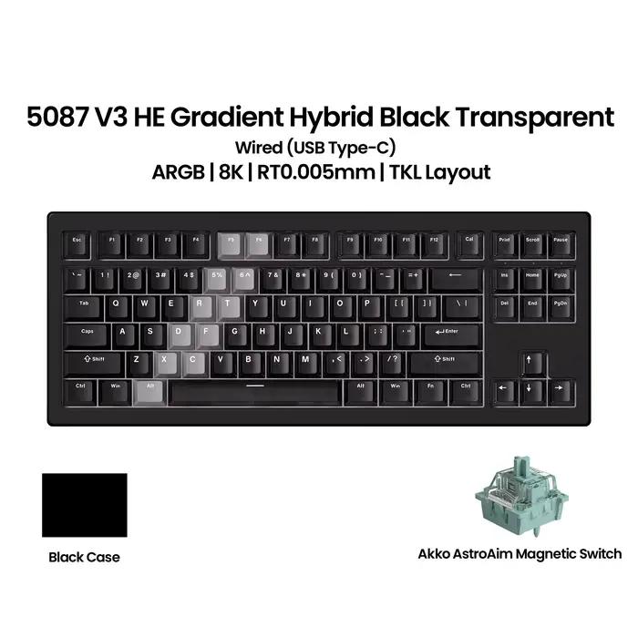 Akko 5087 V3 HE clavier 80% TKL disposition commutateur magnétique déclencheur rapide 0.005mm 8K tau