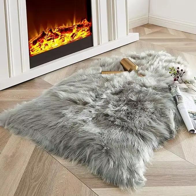 Tapis de sol antidérapant en fausse fourrure douce, 60x90CM, en peluche Extra épaisse, pour chambre 