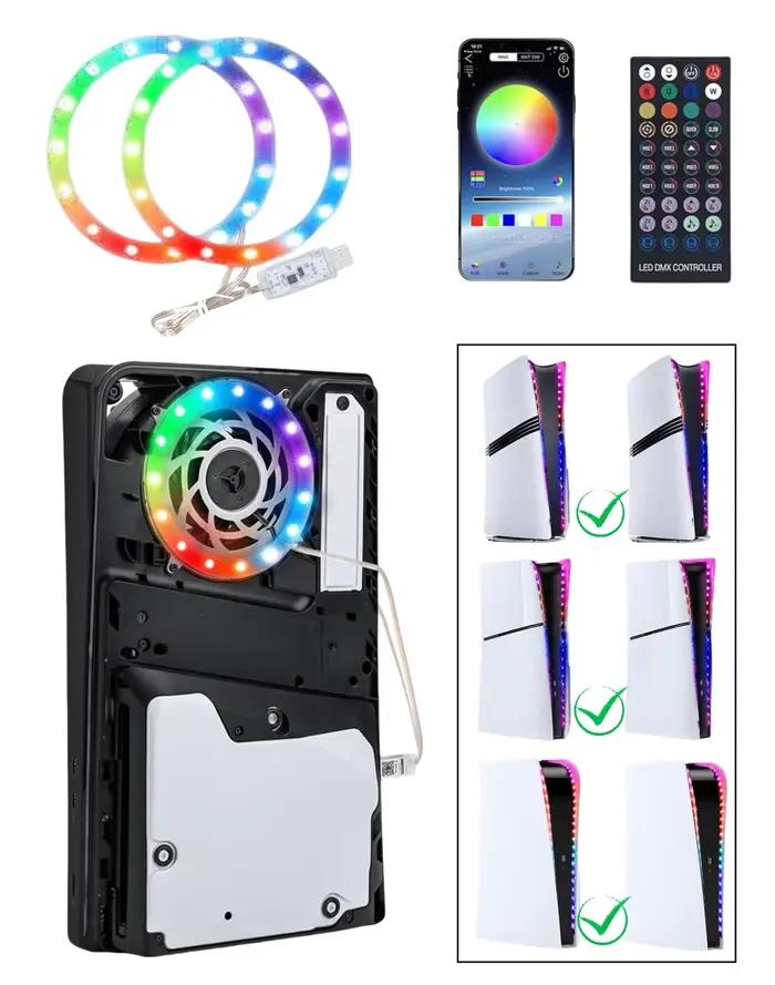 Bandes lumineuses LED pour console PS5 Slim, lumière d'ambiance de jeu RVB pour Playstation 5, PS5 S