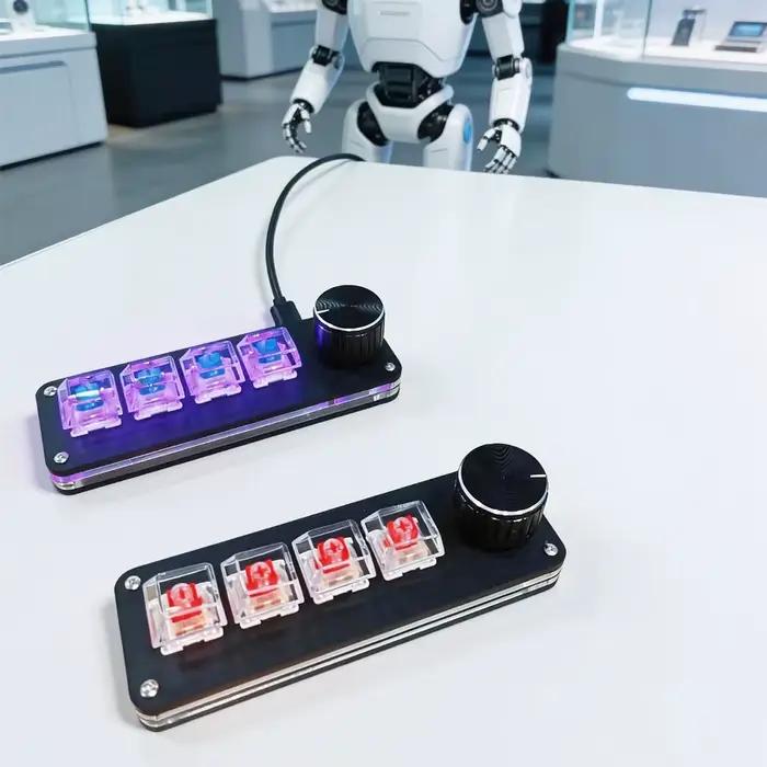 Mini clavier mécanique à 4 touches - Accès rapide aux fonctions de bureau, multimédia, jeux et contr