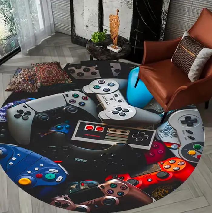 Tapis rond pour contrôleur de jeu Gamer, pour salon, chambre à coucher, atmosphère de jeu, tapis de 