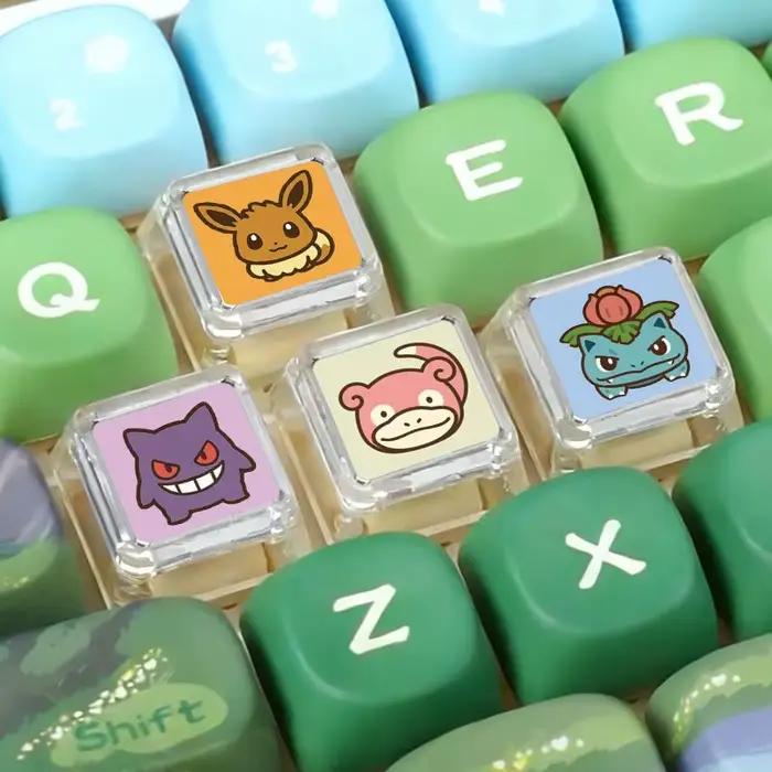 Capuchons de touches mécaniques Pokémon Cross Axis avec personnalisation lumineuse, capuchons de tou
