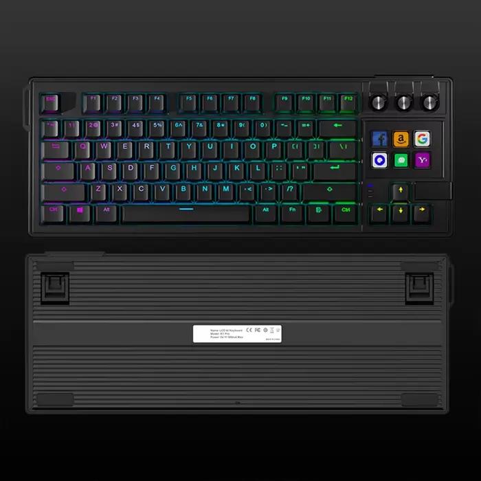 MRSVI K1 PRO visuel LCD AI clavier 80% clavier mécanique de jeu Macro axe rouge filaire câble détach