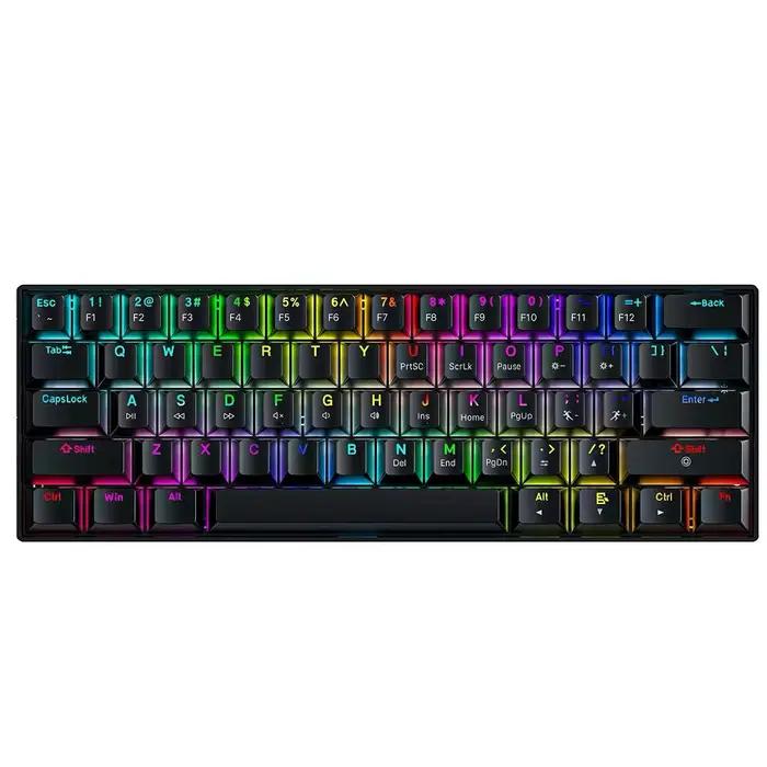 Clavier mécanique rétroéclairé RVB 61 touches, tri-mode BT sans fil, étanche, anti-poussière, portab