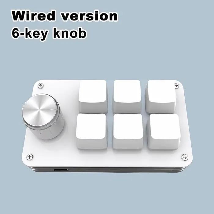 Clavier de jeu mécanique 6 touches 1 bouton rotatif programmable, raccourcis personnalisables, clavi