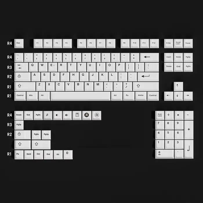 Capuchons de touches japonais en PBT, 125 touches, noir et blanc, profil Cherry pour clavier mécaniq
