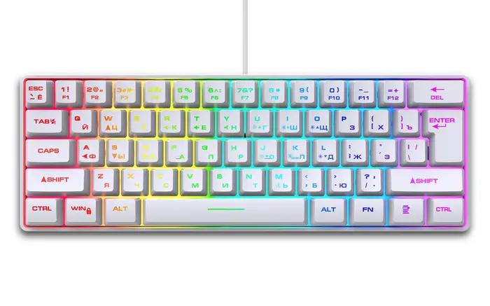 Clavier de jeu, clavier ultra-compact à 61 touches rétroéclairé RGB russe/anglais, clavier de jeu de