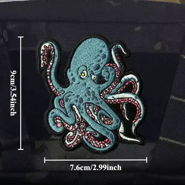 Patch brodé de poulpe sur vêtements, Badge de moral tactique, patchs à crochet et boucle, accessoire