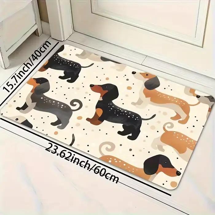 Tapis de porte mignon motif chien teckel de dessin animé, tapis de couloir, tapis de salon, tapis de