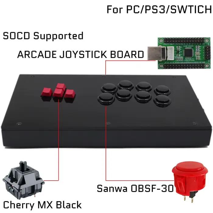 RAC-J800K clavier boutons arcade joystick ningStick pour PS5/PS4/PS3/PC Sanwa OBSF-30 aucun MX noir