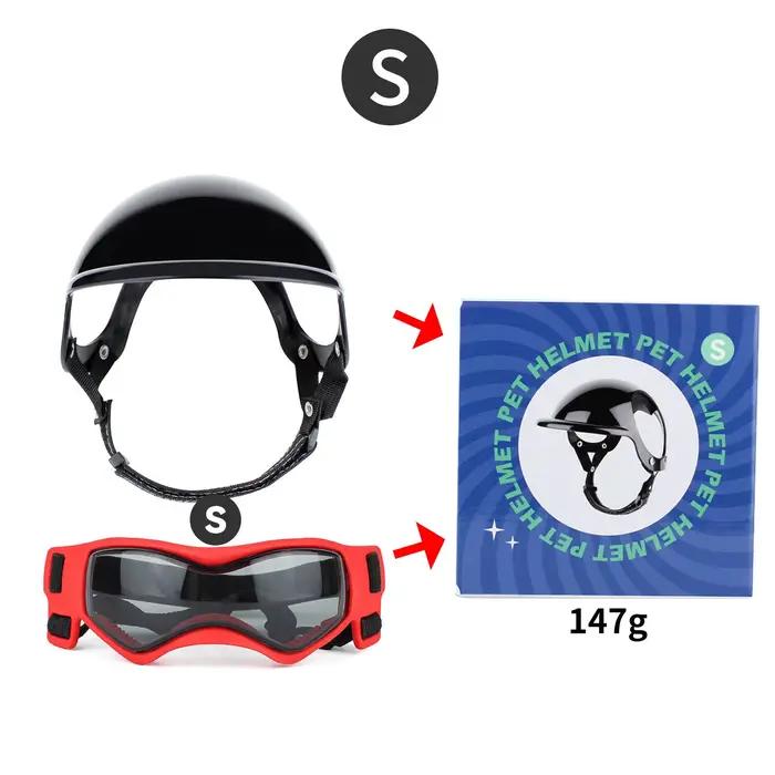 Casque et lunettes de protection pour petits chiens - Casque de moto pour animaux de compagnie avec 