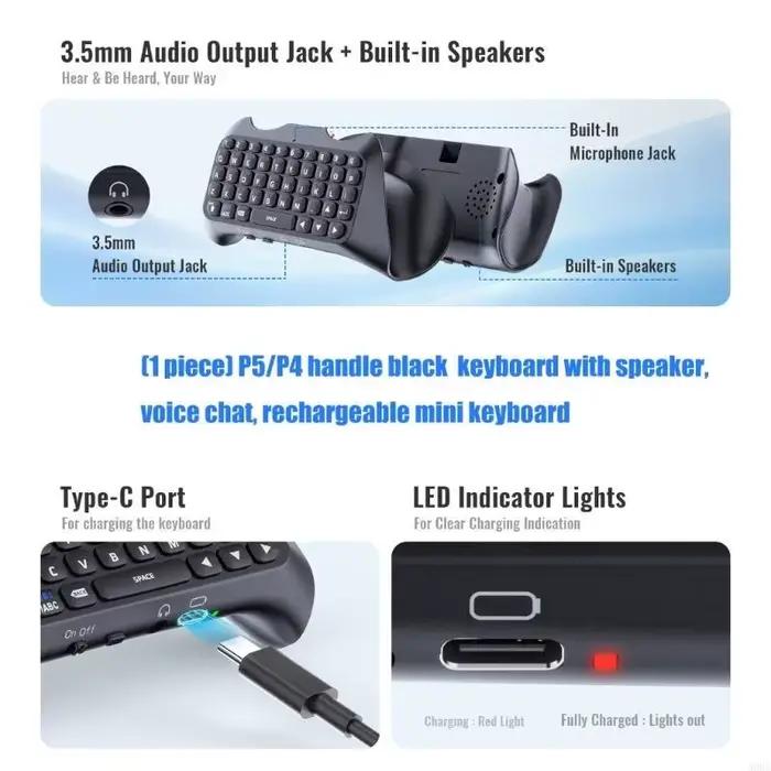 Clavier contrôleur Rechargeable avec haut-parleur micro pour Communication dans les jeux, Mini clavi