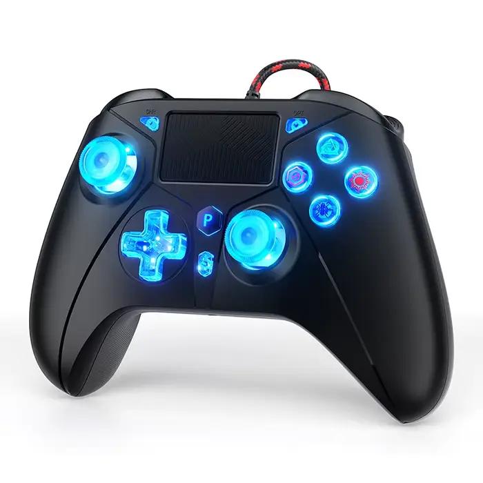 Manette filaire pour console PS5/PS4/PC, avec 8 couleurs RGB, Turbo, double vibration, Plug and Play