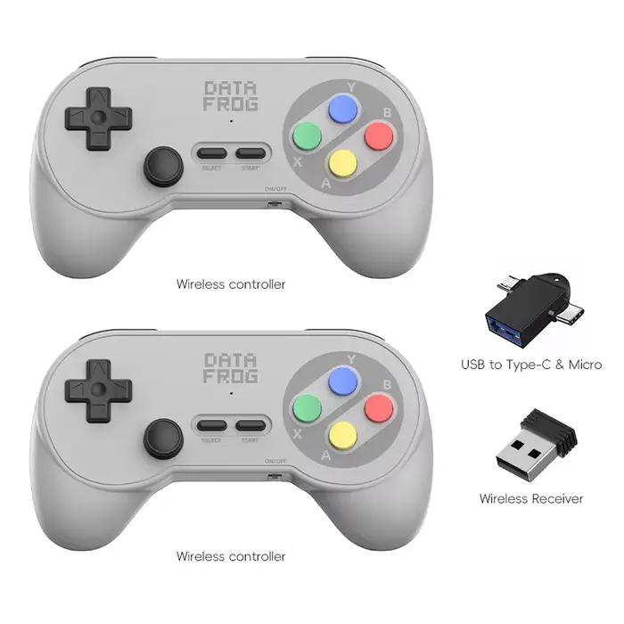 Manette de jeu sans fil rétro Data Frog PC07 avec double récepteur, contrôleur classique pour PC DIn