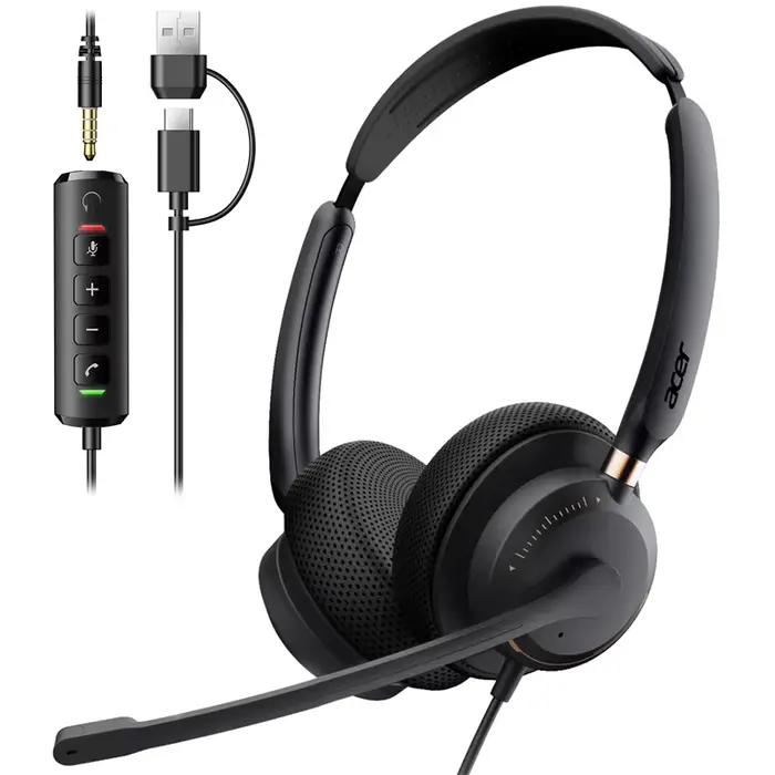 Casque USB Acer avec micro pour PC, casque pour ordinateur avec micro anti-bruit pour ordinateur por