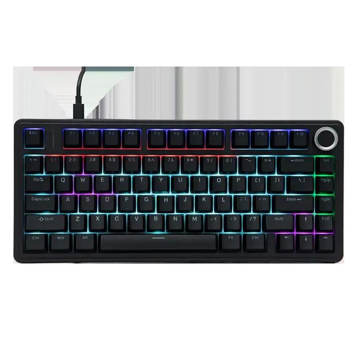 Clavier de jeu filaire AULA F75 75% ANSI US Layout Gasket Hot Swappable ABS Keycap RGB avec bouton, 