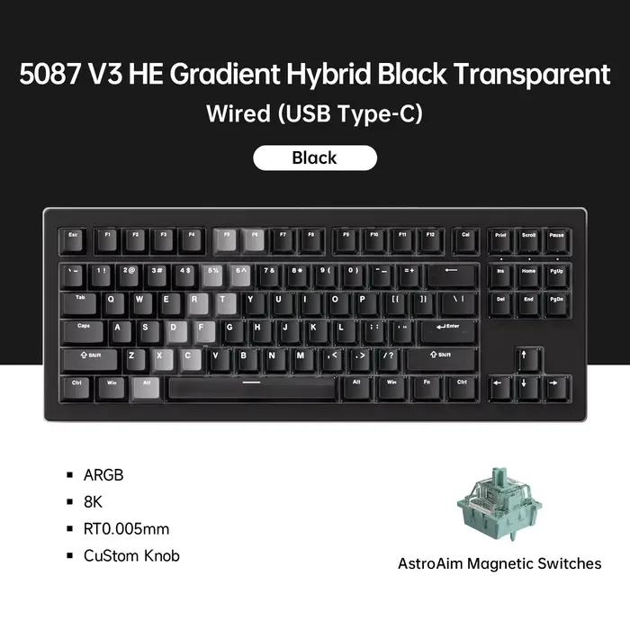 Clavier de jeu personnalisé Akko 5087 V3 HE sans fil 80% TKL à interrupteurs magnétiques, déclenchem