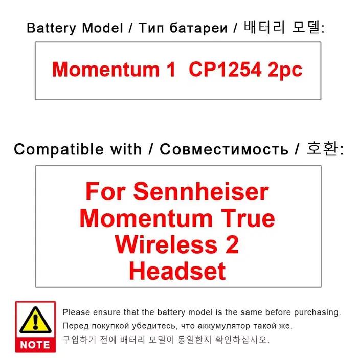 Batterie d'écouteurs, alimentation fiable pour casque Sennheiser Momentum True Wireless 2, 1 CP1254,
