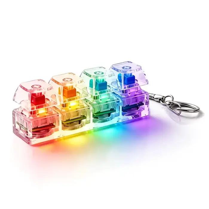 Clavier à 4 boutons pour le bout des doigts, touches transparentes RGB, clavier mécanique LED, porte