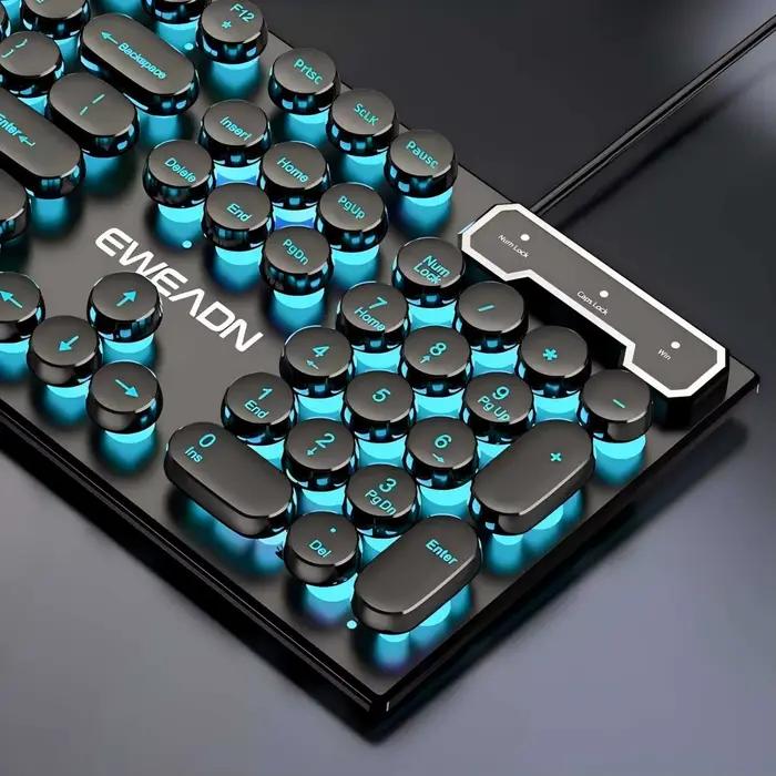 Clavier de jeu pour machine à écrire EWEADN, 104 touches, capuchons de touches ronds rétro punk, rét