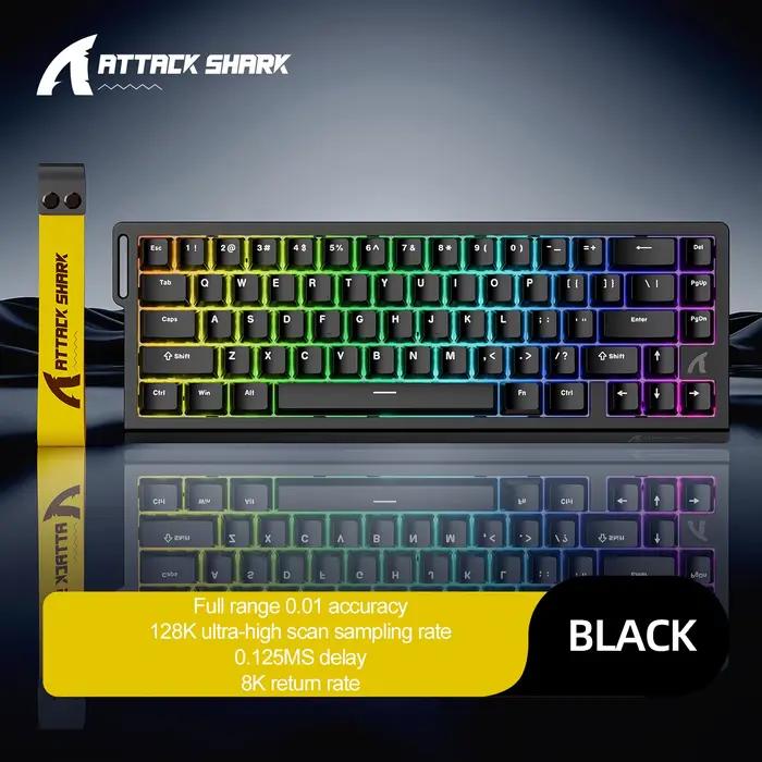 Clavier à interrupteur magnétique Attack Shark X68HE |   Précision 0,01 mm, faible latence 0,125 ms,
