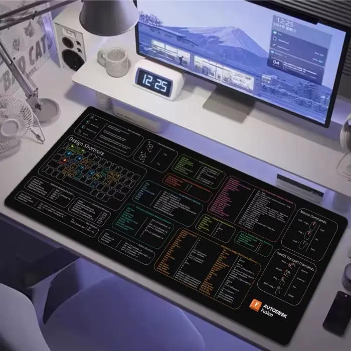 Tapis de souris de jeu Autodesk Fusion, raccourcis clavier XXL, accessoires de jeu, tapis de clavier