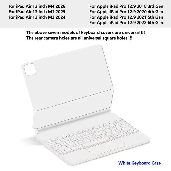 Clavier magique pour iPad Air 13 pouces (M4) 2026, étui pour iPad Pro 12.9 3e, 4e, 5e, 6e génération