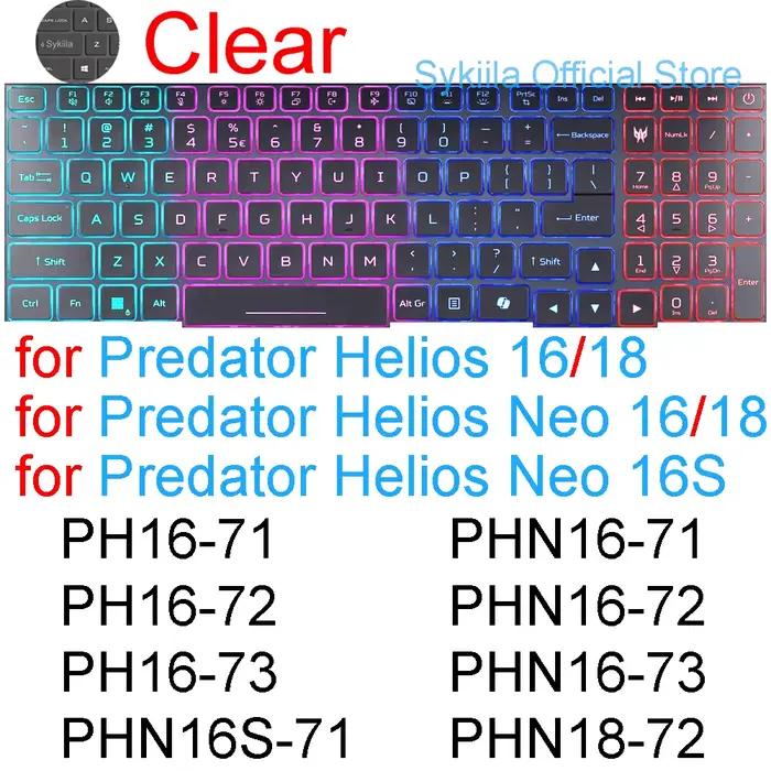 Housse de clavier en silicone pour Predator Helios 16 Triton 14 300 500 SE 700 900 15 17 17X 18 Neo 