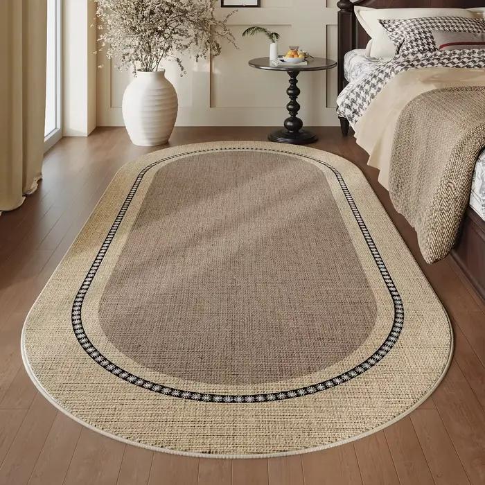 Tapis minimaliste VIKAMA en tissu, antidérapant, lavable, épais, de forme ovale, pour la décoration 