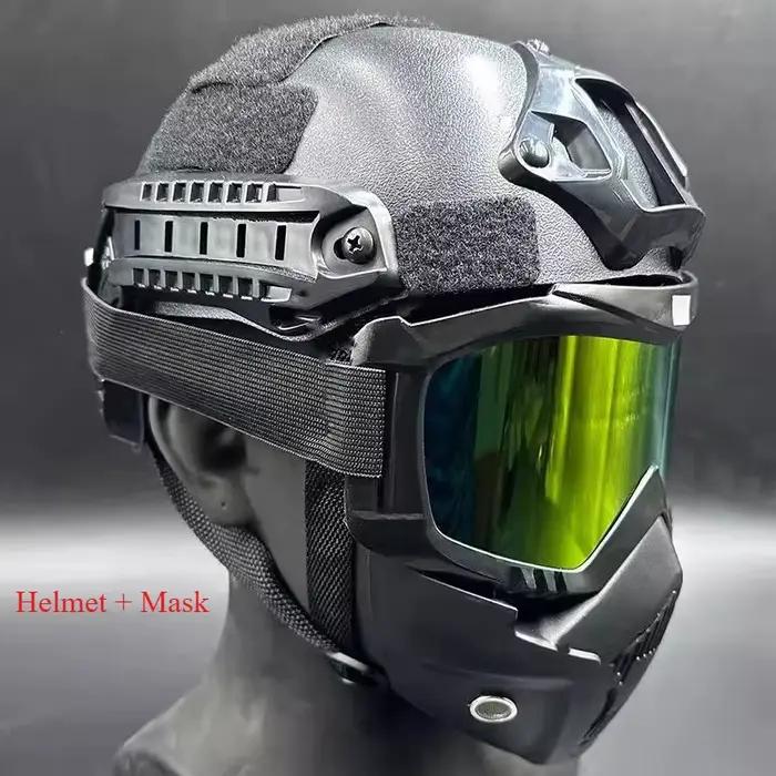 Casque de protection d'entraînement tactique équipé d'un dispositif et de masque de vision nocturne