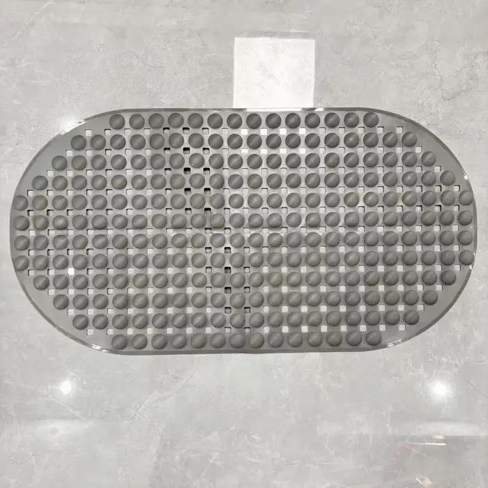 Tapis de bain ovale 35x66cm, antidérapant, texture diagonale, tapis de douche avec ventouses, résist