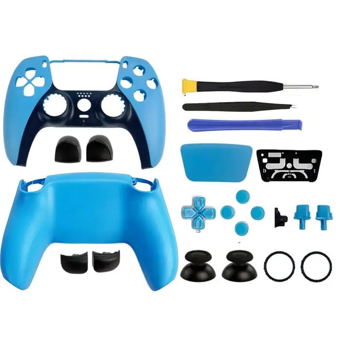 Coque de protection avant et arrière camouflage gris pour manette PS5, coque de remplacement rouge, 