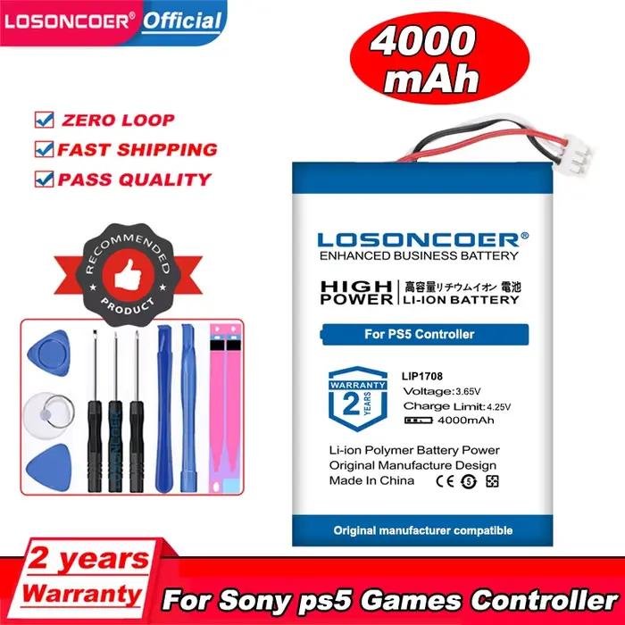 Batterie LOSONCOER 4000mAh LIP1708 pour contrôleur Sony PS5, batterie au Lithium intégrée Rechargeab