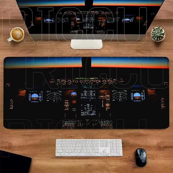 Tapis de souris XXL pour tableau de bord d'avion, grand tapis antidérapant en caoutchouc, accessoire